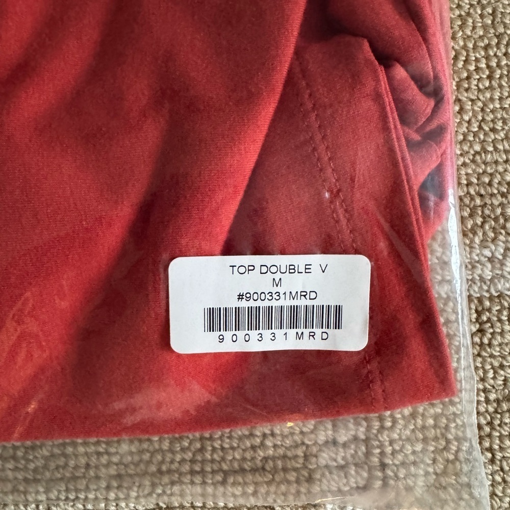 Casual Living  V-Neck Top 3/4 Sleeve Cotton Shirt Resortwear Summer Orange M - Picture 4 of 4